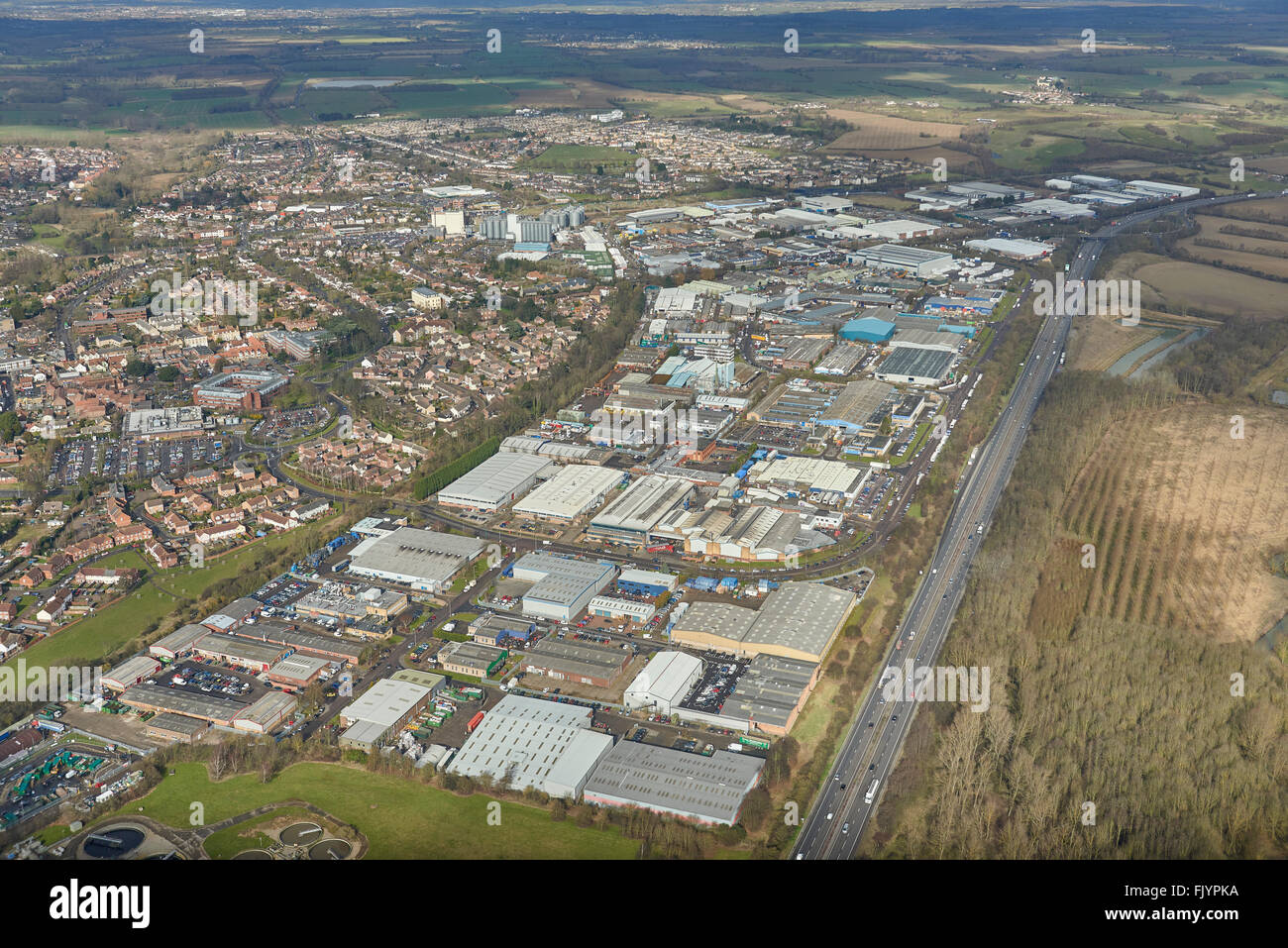 An aerial view of the Freebournes Road Industrial Estate in Witham