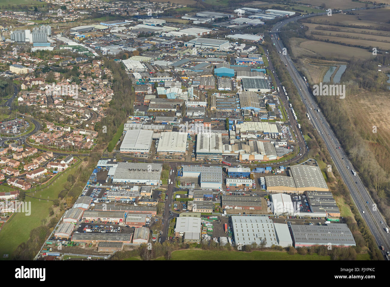 An aerial view of the Freebournes Road Industrial Estate in Witham
