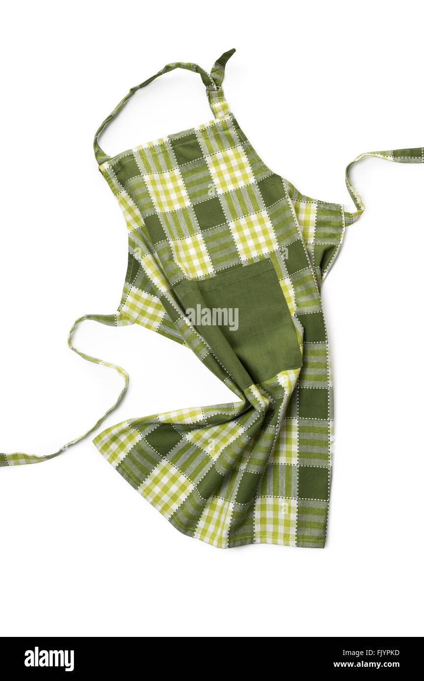 A classic green kitchen apron on white background Stock Photo - Alamy