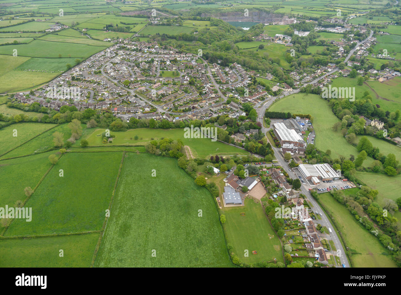 An aerial view of the Gloucestershire village of Wick Stock Photo