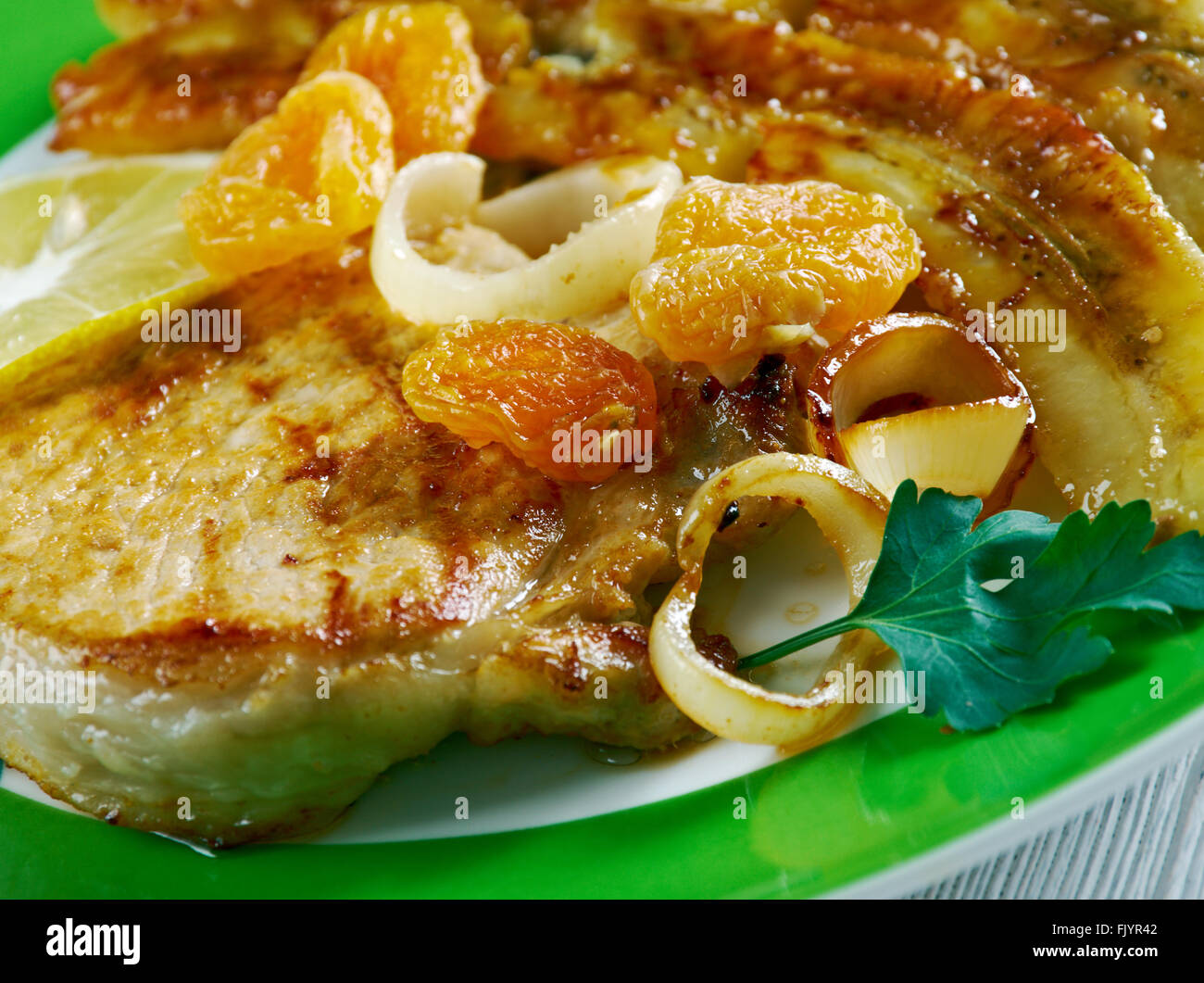 Filet Mignon et Fruits pork with fruit.French cuisine Stock Photo Alamy