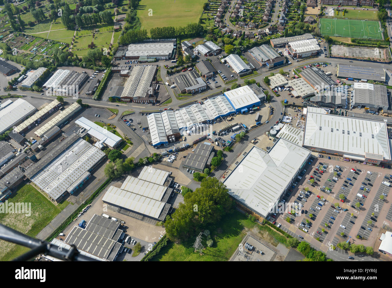 An aerial view of the Denington Industrial Estate in Wellingborough, Northamptonshire Stock Photo