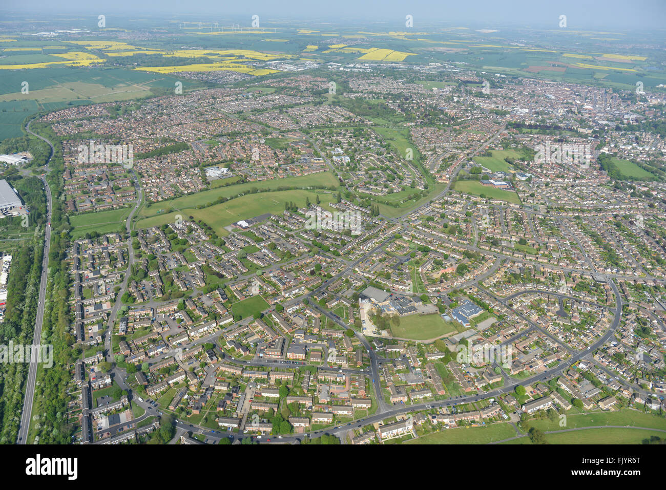 An aerial view of the Northamptonshire town of Wellingborough Stock Photo