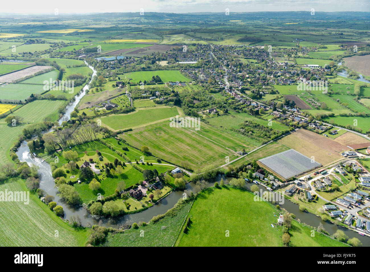An aerial view of the Warwickshire village of Welford on Avon and