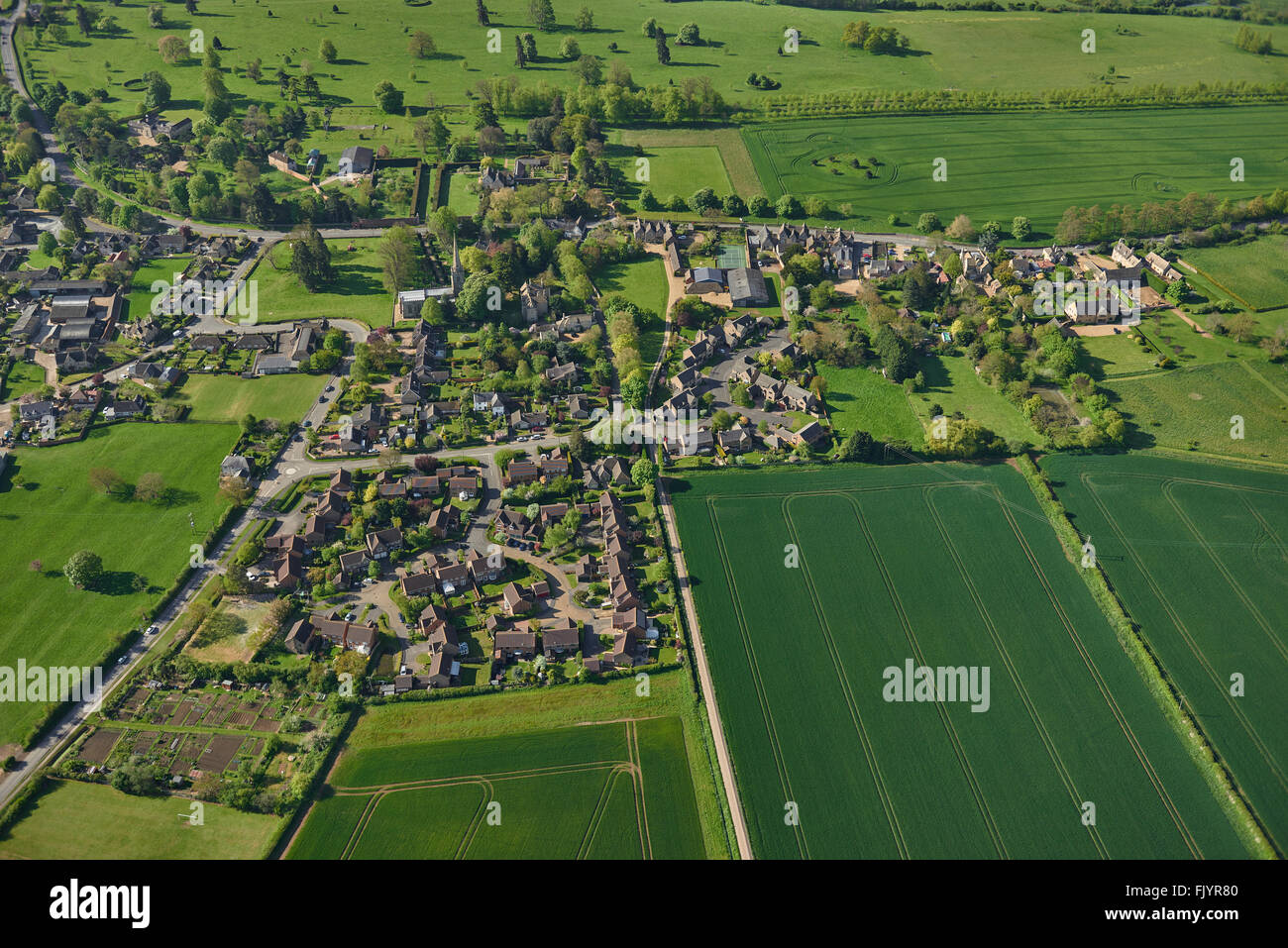 An aerial view of the Lincolnshire village of Uffington near Stamford