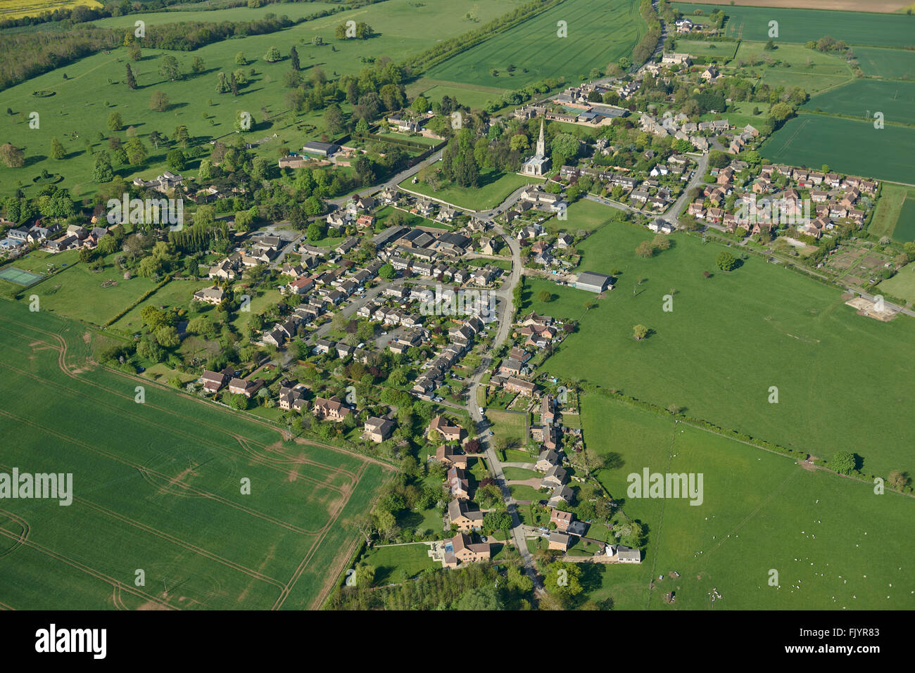An aerial view of the Lincolnshire village of Uffington near Stamford