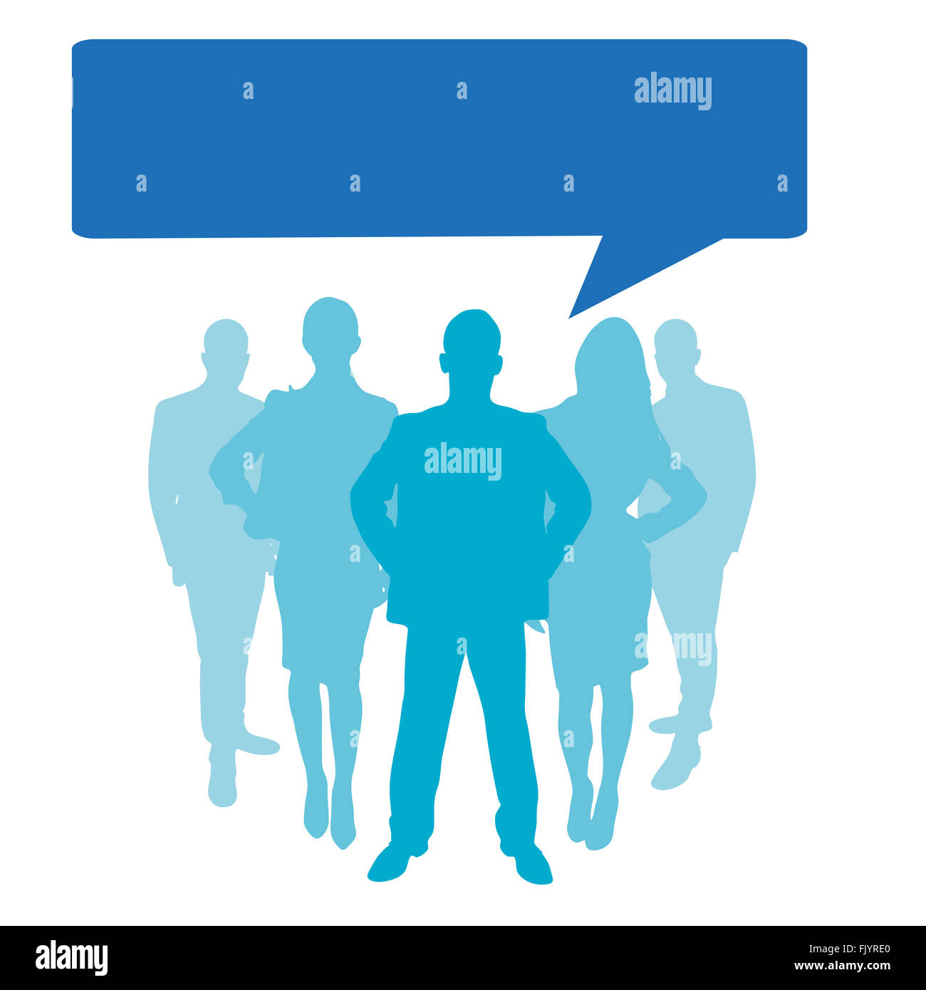 Business people as a silhouette with speech bubble Stock Photo