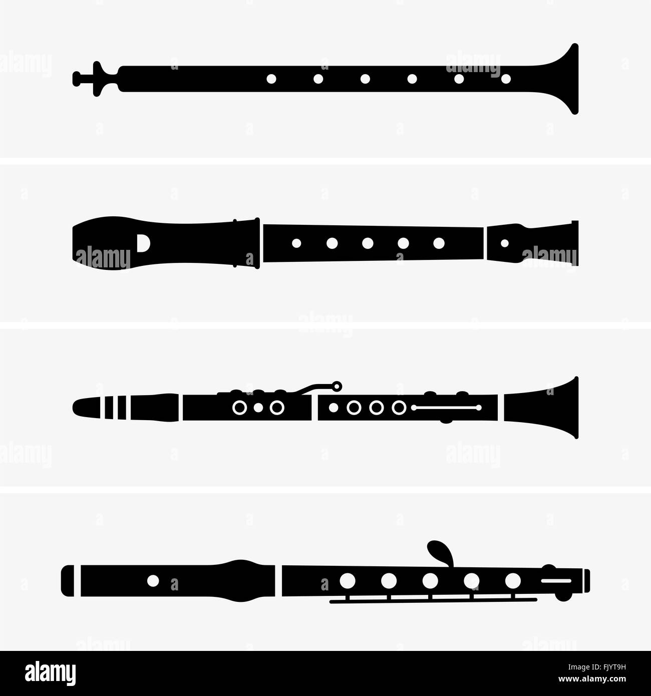 Flutes, musical instruments, shade pictures Stock Vector Image & Art