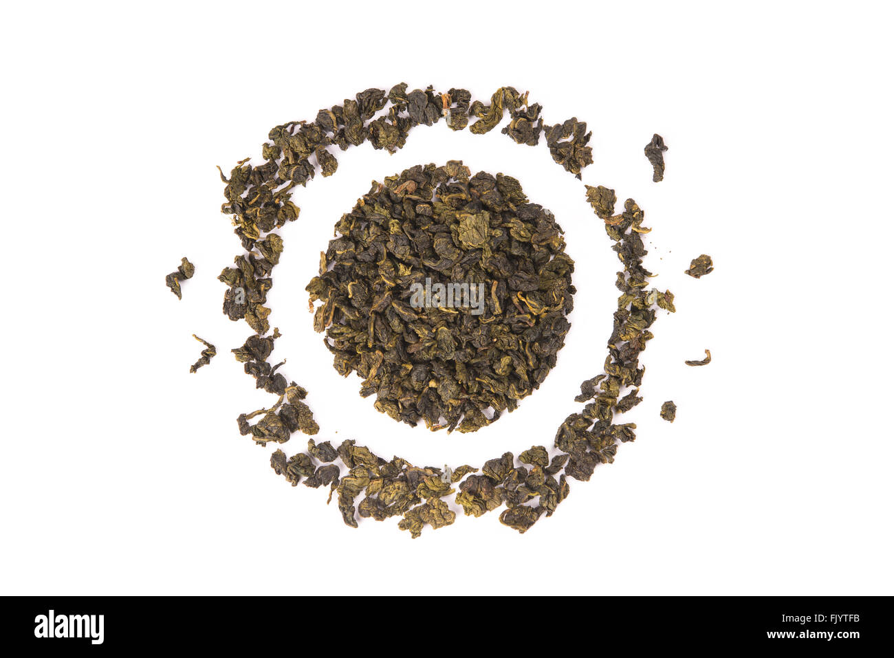 Tie Guan Yin Oolong tea, high angle view isolated on white background Stock Photo