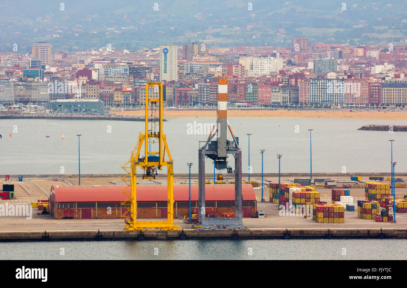 Huge cranes at a port charge Stock Photo