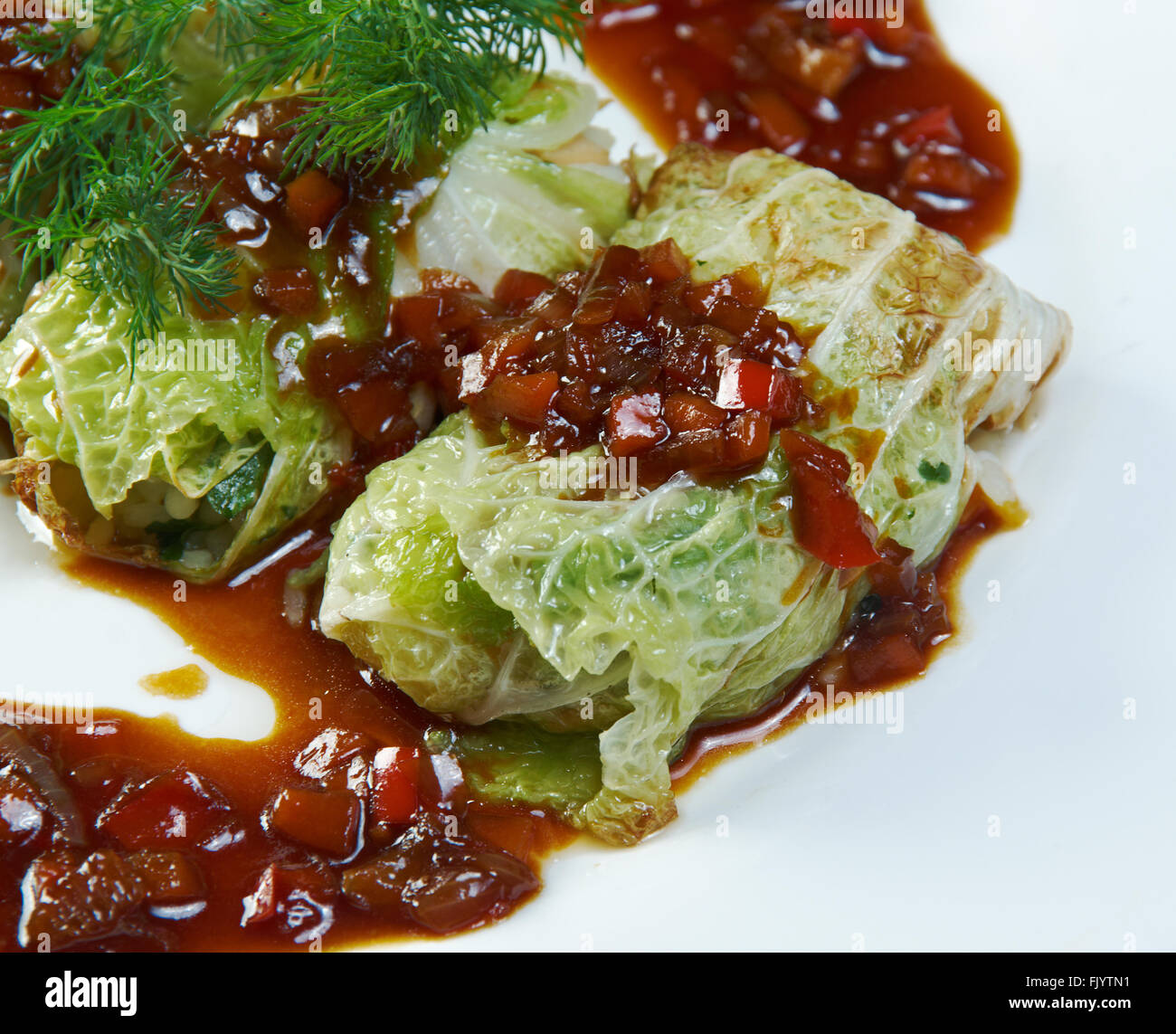 Sarmale Stuffed cabbage leaves.Cabbage dolma.Romani cuisine Stock Photo