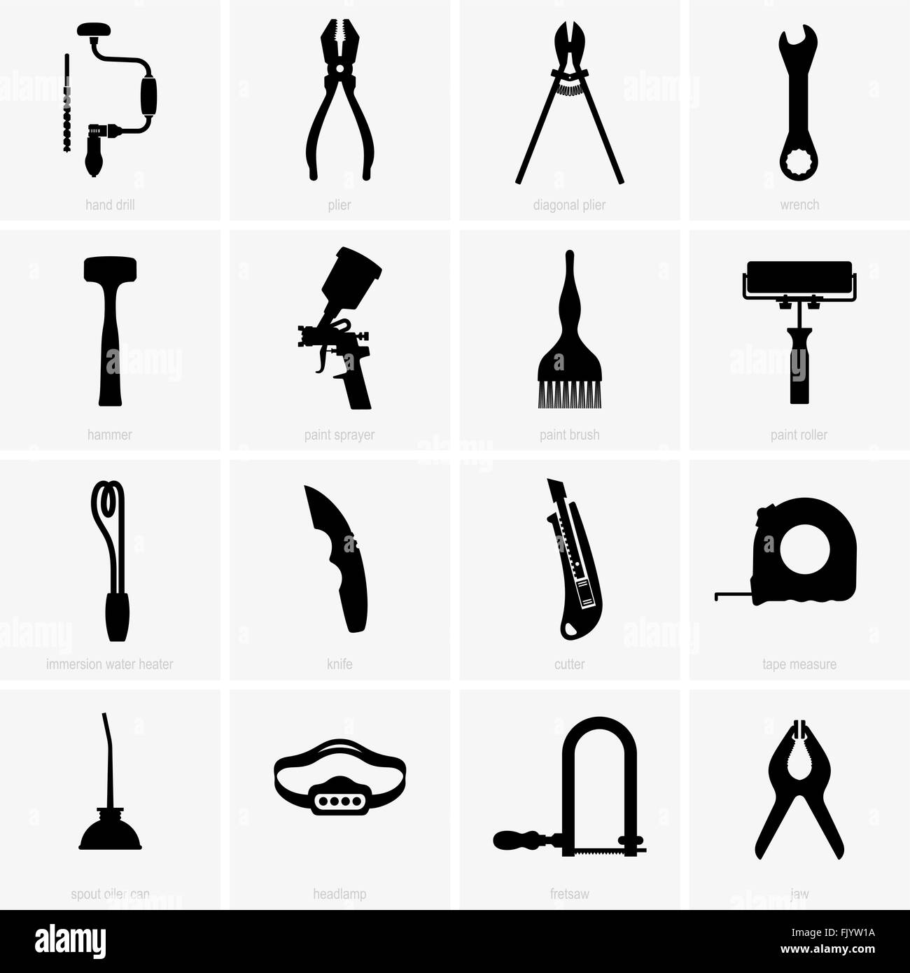 Hand tools (shade pictures) Stock Vector
