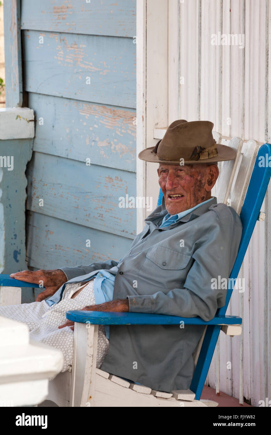 Daily Life In Cuba Elderly Cuban Man In Rocking Chair At Vinales