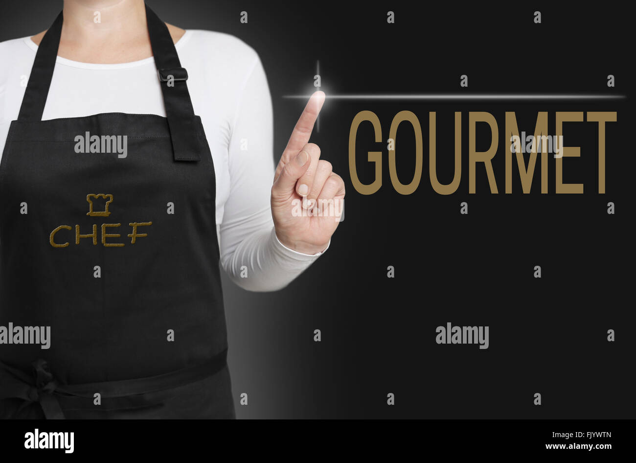gourmet touchscreen is operated by chef. Stock Photo