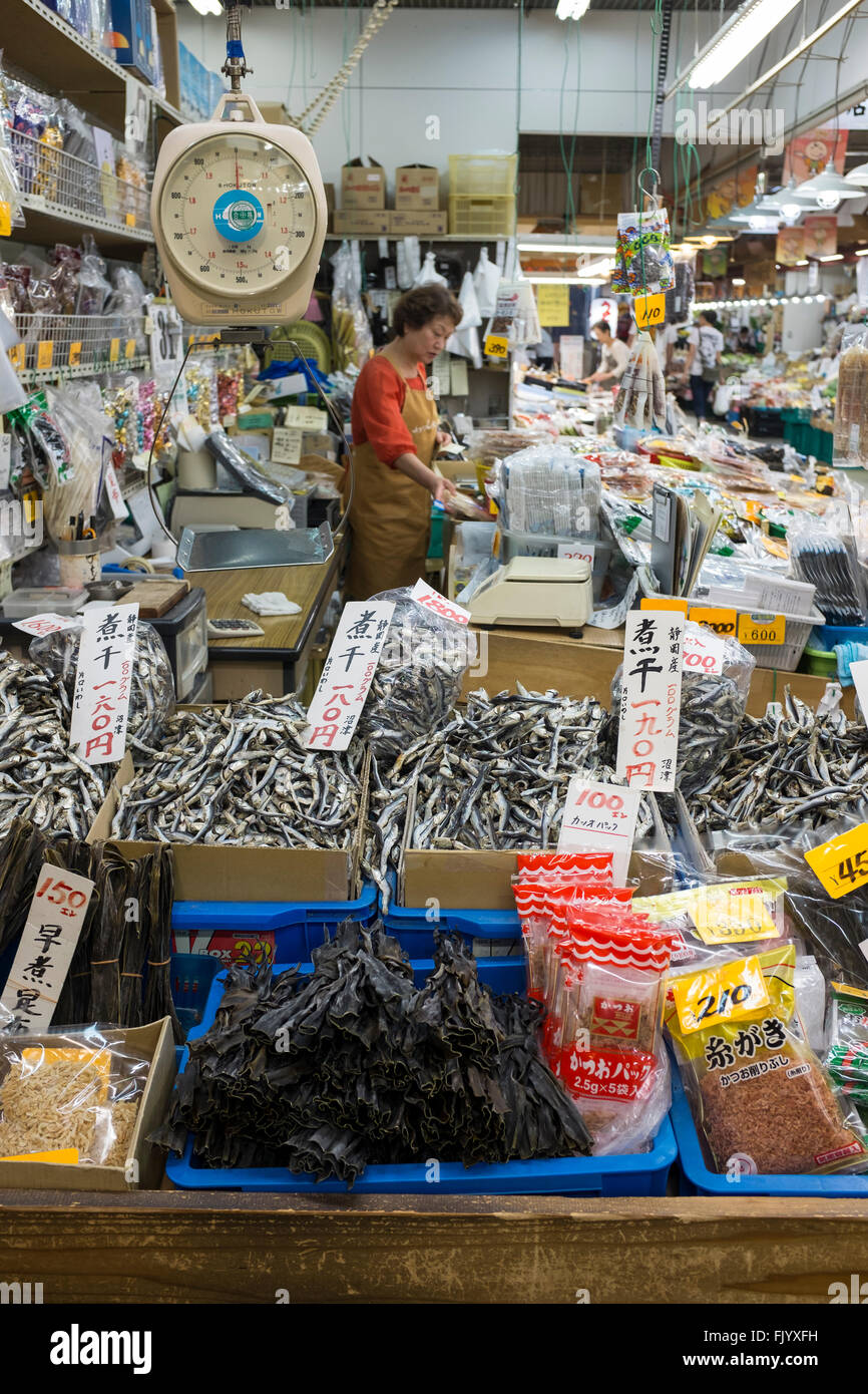 Dried Seafood Products on a Market Stall in Akita Public Market, Akita, Japan Stock Photo Alamy
