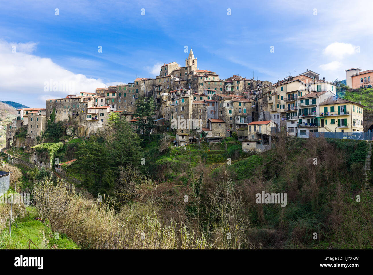 View over the medieval village of Ceriana, Liguria, Italy Stock Photo ...