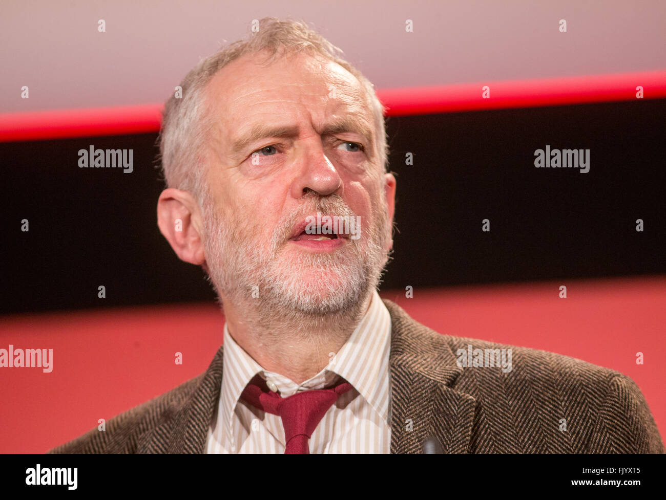 Labour leader,Jeremy Corbyn,speaks at the British Chambers of Commerce conference Stock Photo