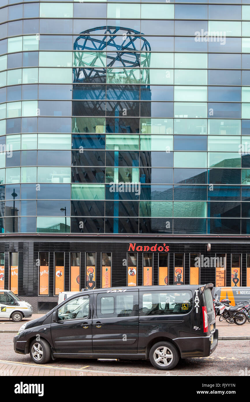 Taxi Cab, Salford Quays, Manchester, Lancashire, England Stock Photo