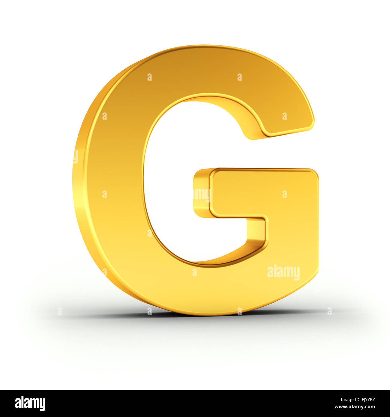 The Letter G as a polished golden object Stock Photo