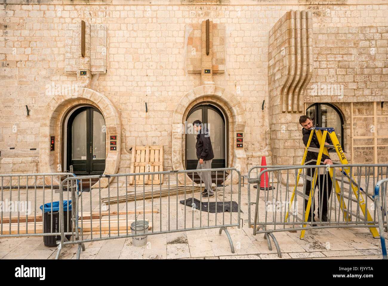 Dubrovnik, Croatia. 04th Mar, 2016. Dubrovnik's main street is being transformed into a film set for the next Star Wars movie. Filming will start next week and it is due to premiere in December 2017. Credit:  Andrew Hasson/Alamy Live News Stock Photo
