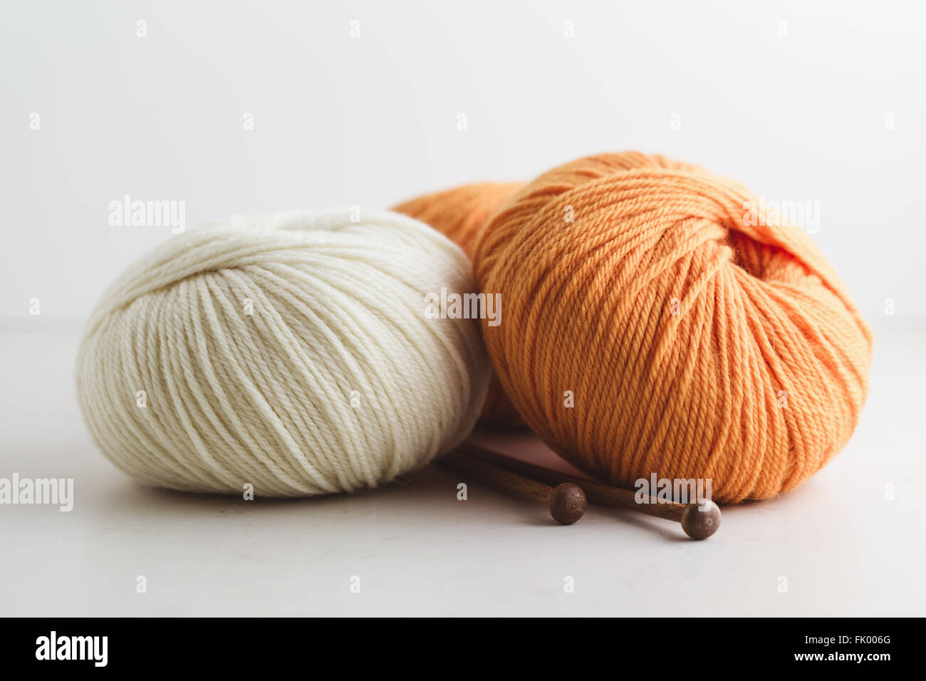 Stack of balls of wool Stock Photo
