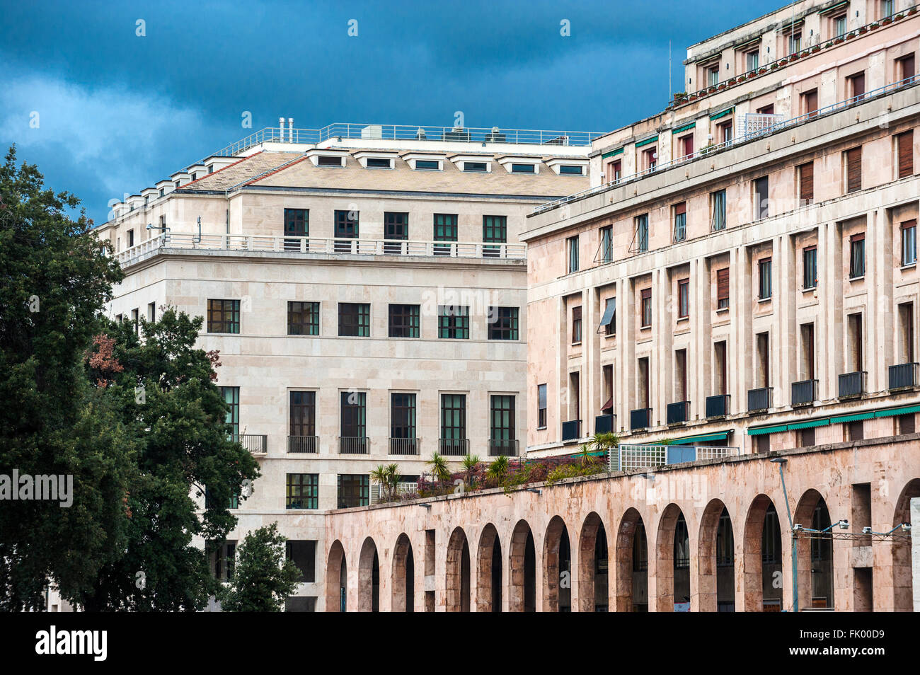 Italy Liguria Genova Piazza delal Vittoria Place - Architectures Of fascism Stock Photo