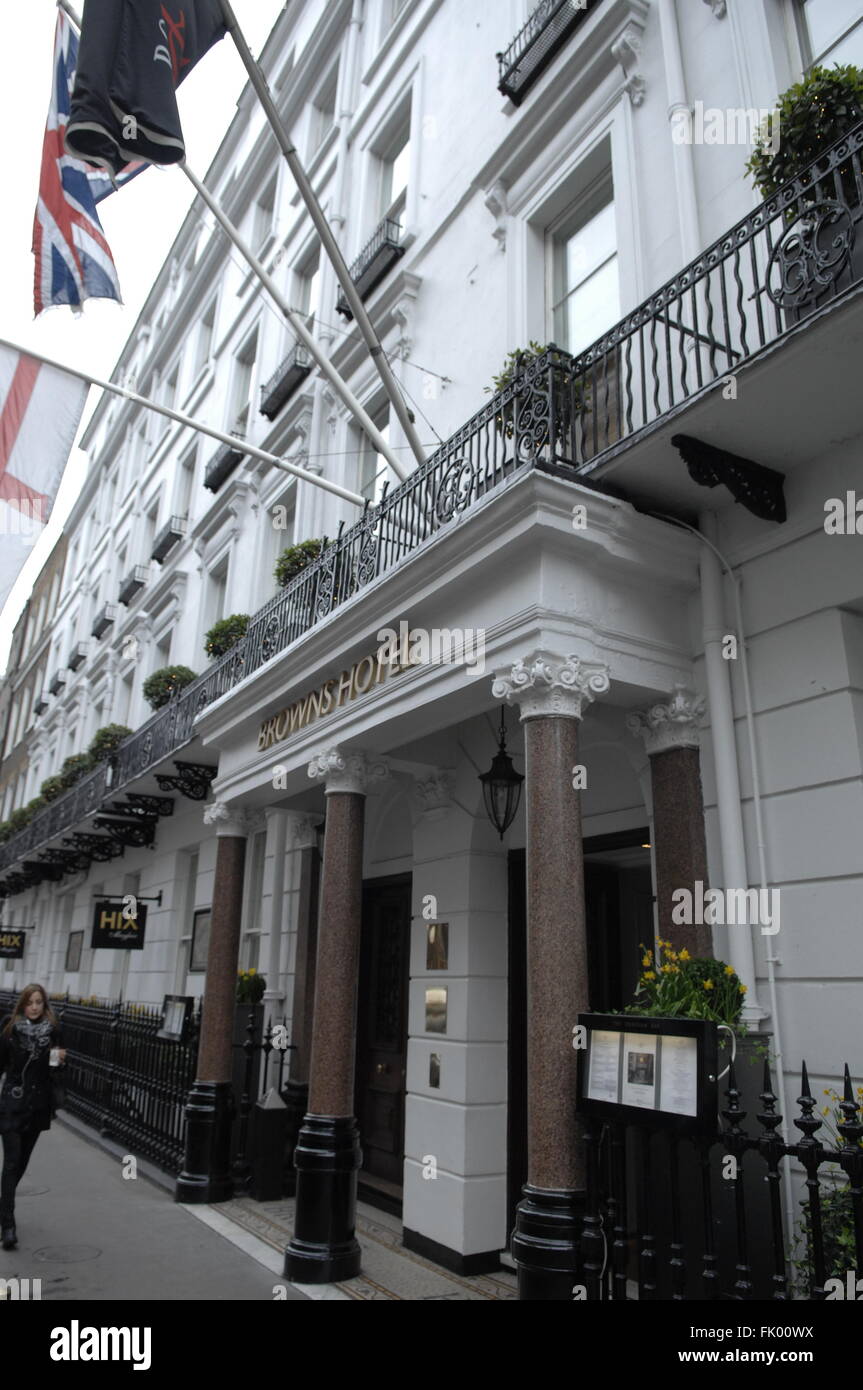 Browns Hotel entrance,London W1,England Stock Photo