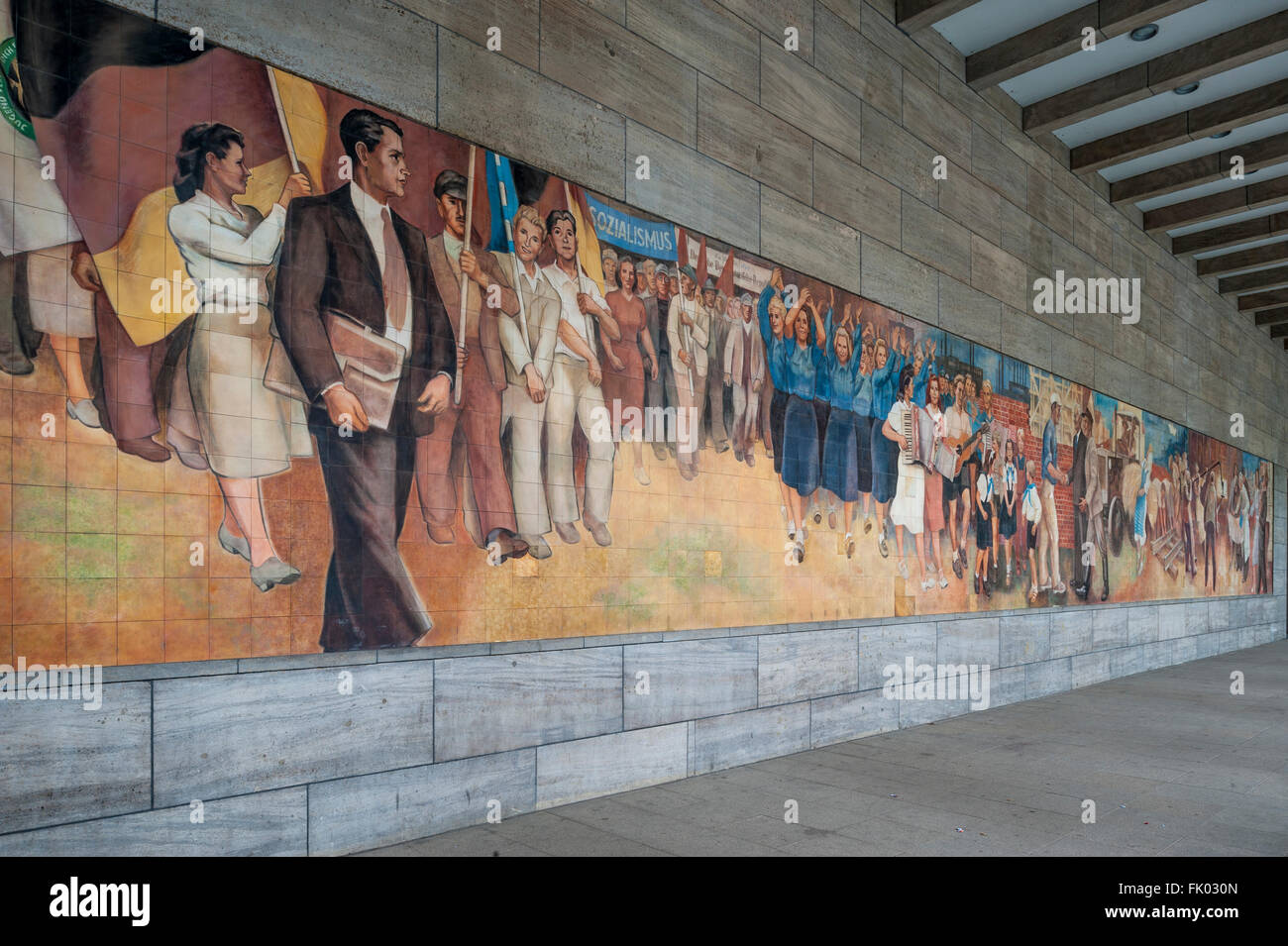 Monumental mural 'Aufbau der Republik', by Max Lingner in 1953, at the former House of Ministries of the GDR, 1936 Reich Stock Photo
