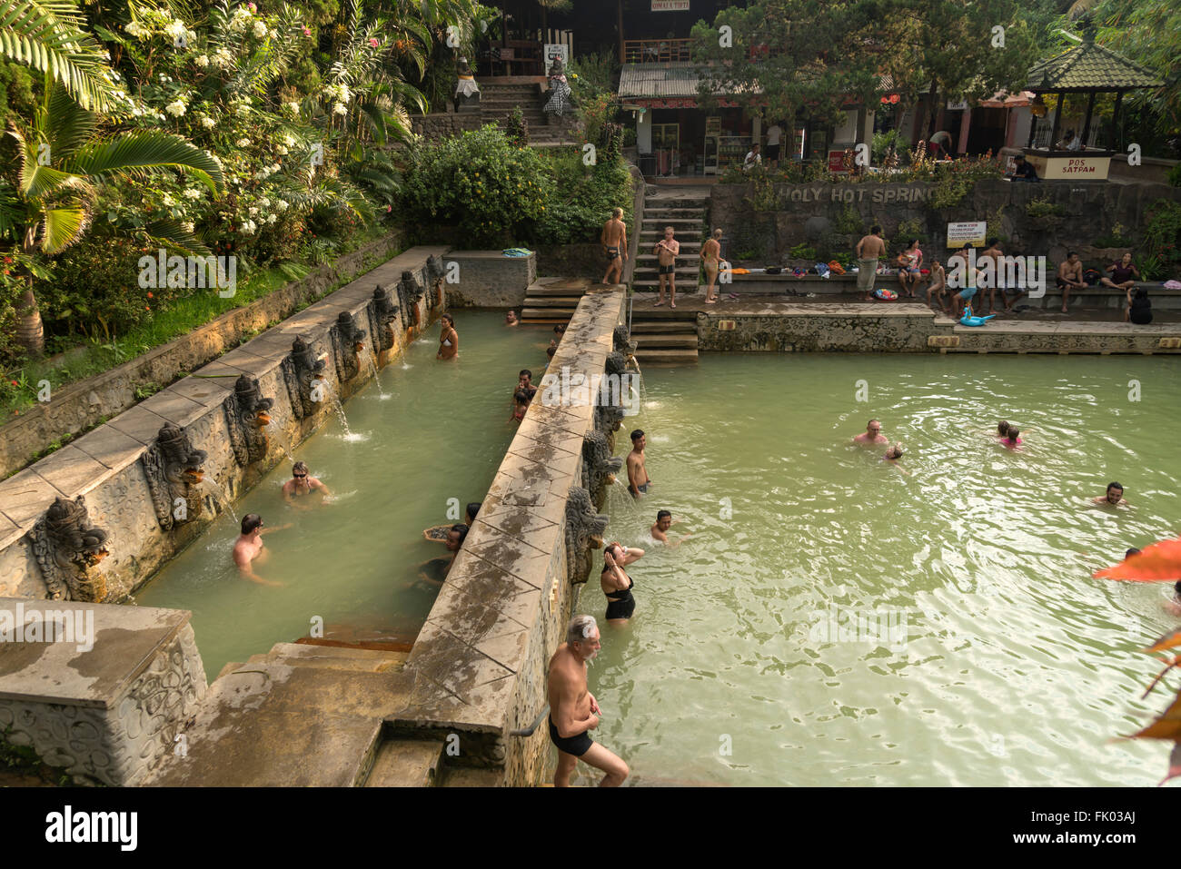 Holy hot springs Air Panas in Banjar, Lovina, Bali, Indonesia Stock Photo