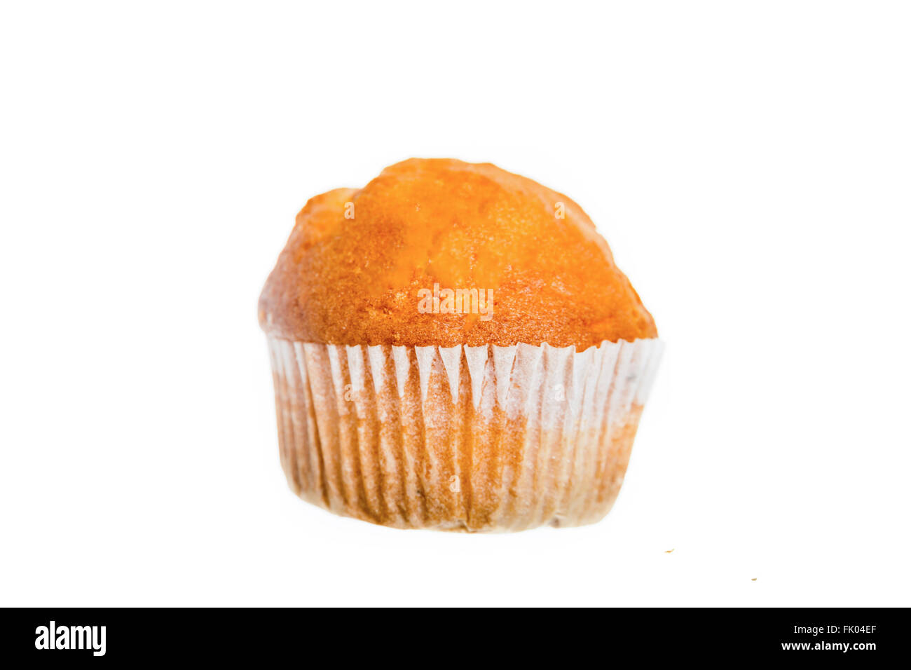 Closeup of a Magdalena, Typical Spanish Plain Muffin. Sweet Food or Dessert. One Fresh Baked Double Chip Muffin Isolated on Whit Stock Photo
