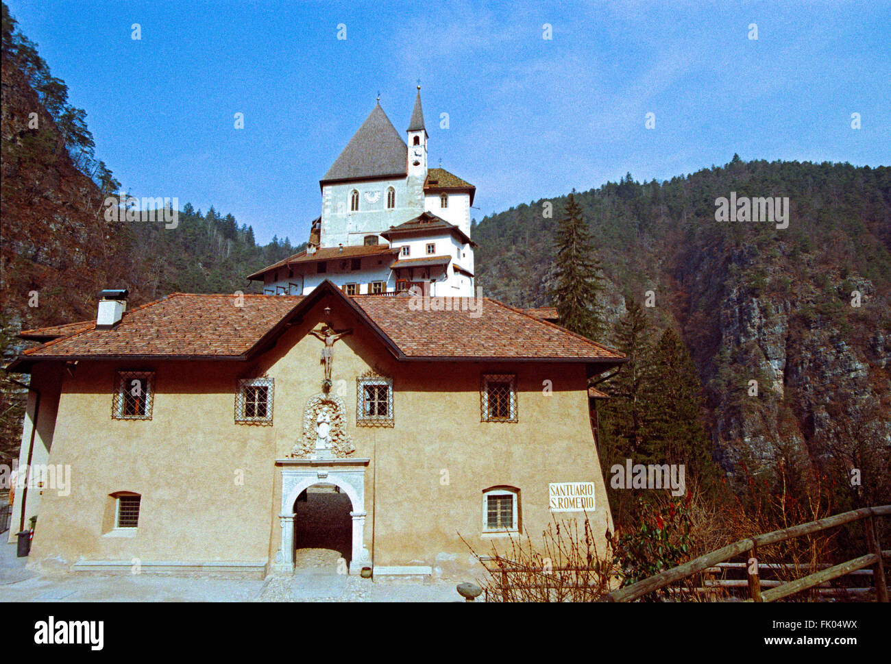 Italy, Trentino Alto Adige, Trento district, Val di Non,  San Romedio Sanctuary Stock Photo