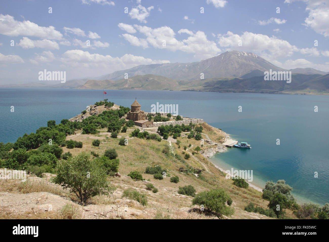 Akdamar church, church of the holy cross, Akdamar island on Lake Van, Eastern Anatolia, Turkey Stock Photo
