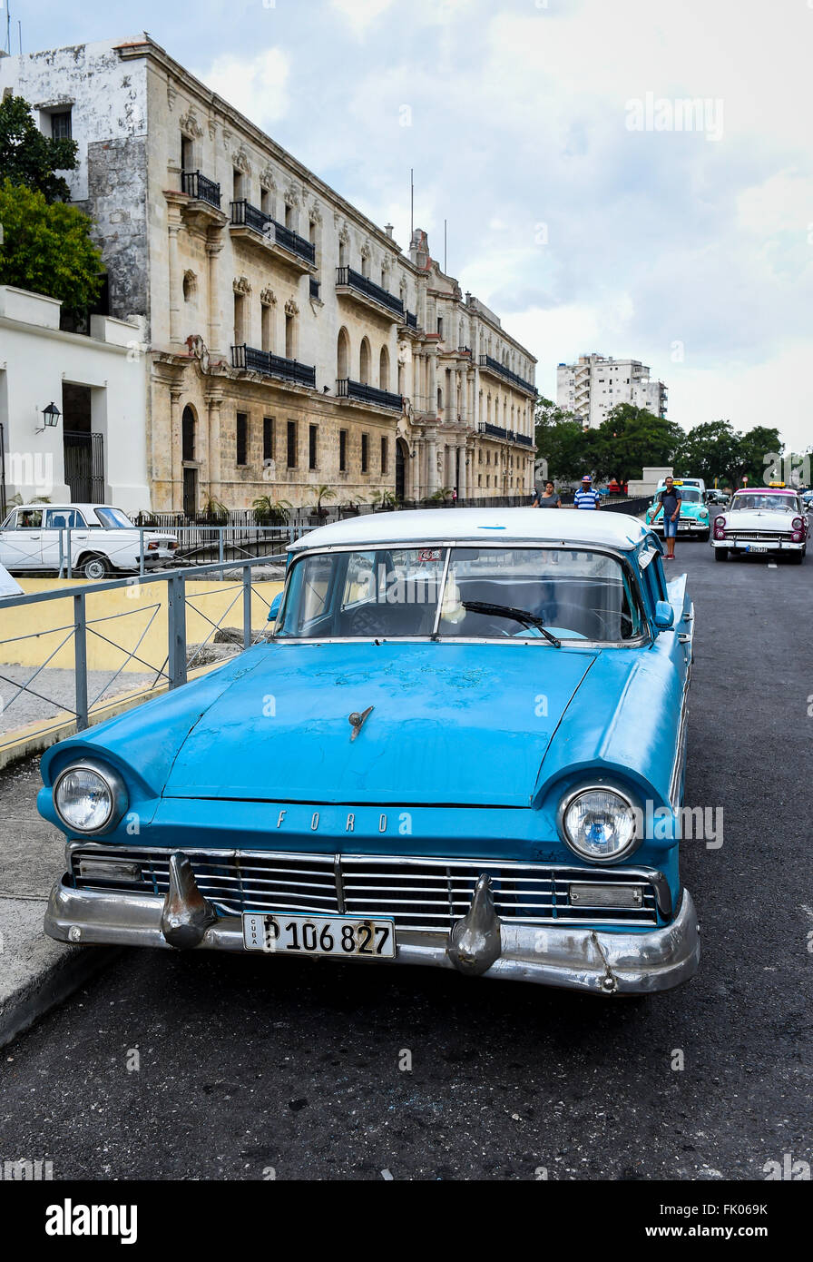 Old American Vintage Car in Havana, Cuba Stock Photo