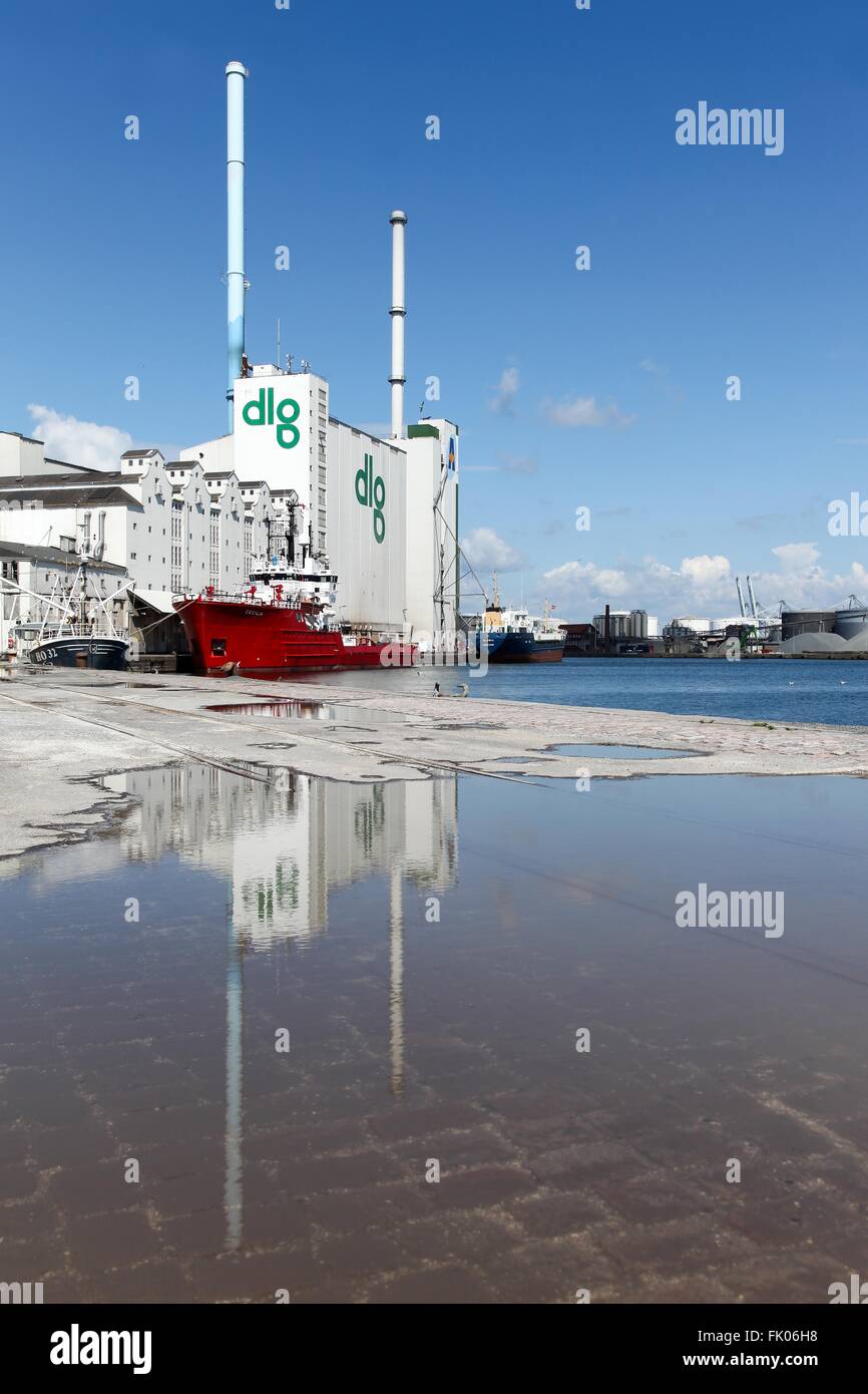 Aarhus industrial harbor in Denmark Stock Photo