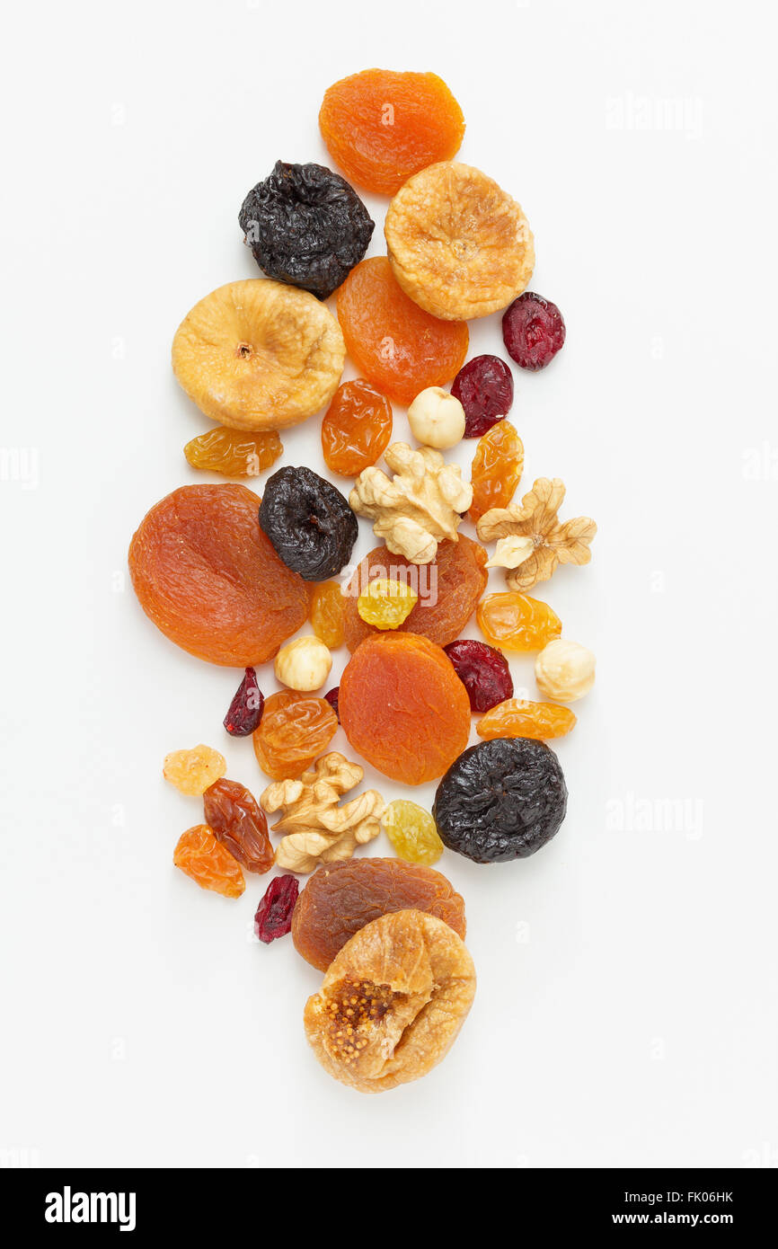 Assorted dried fruits and nuts Stock Photo