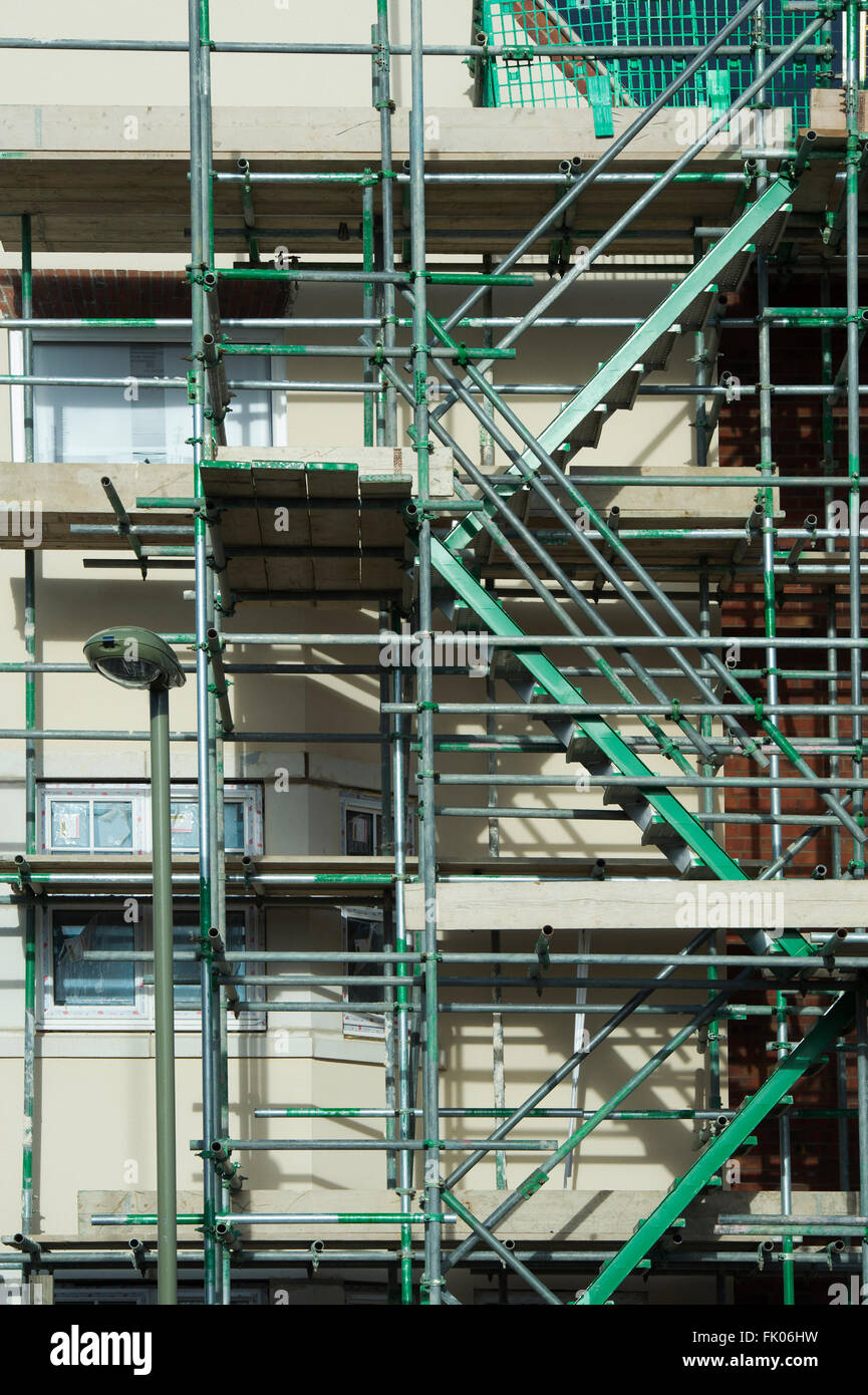 Scaffolding stairs on Bellway Housing construction site in Kingsmere
