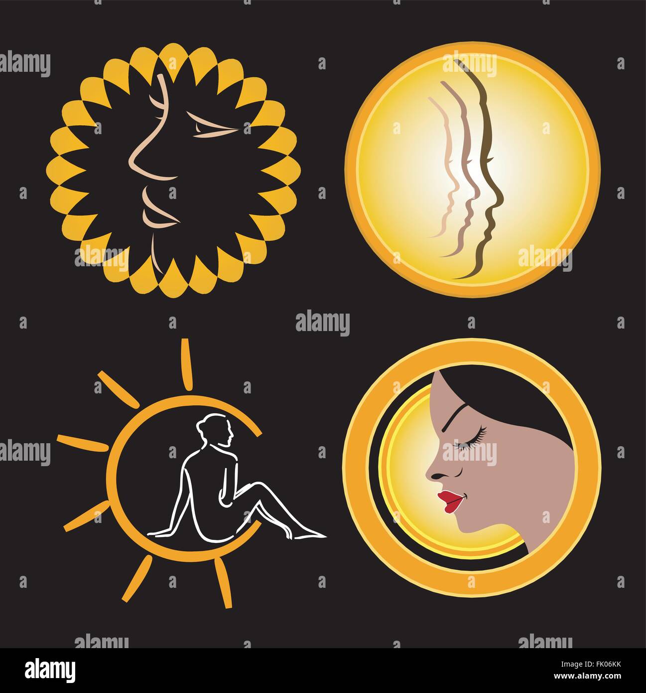 Logos for sun tanning Stock Vector