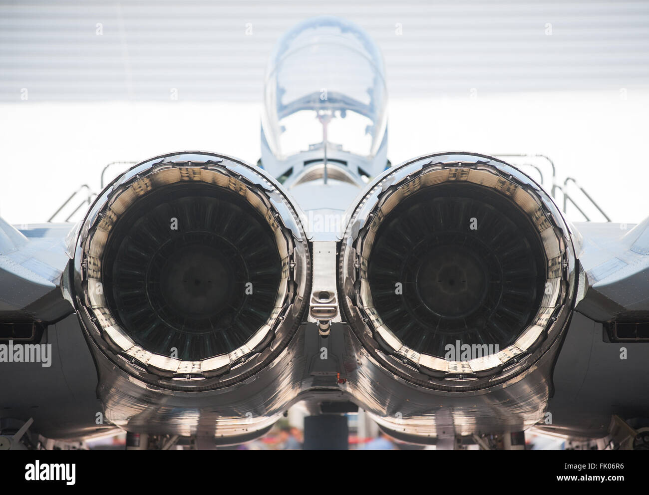 Rear view of twin engine, supersonic fighter jet Stock Photo Alamy