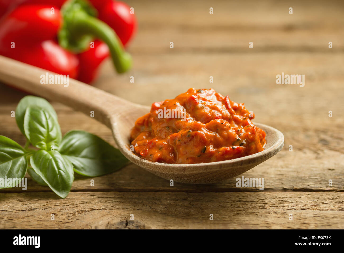 Ajvar, a delicious roasted red pepper and eggplant dish Stock Photo
