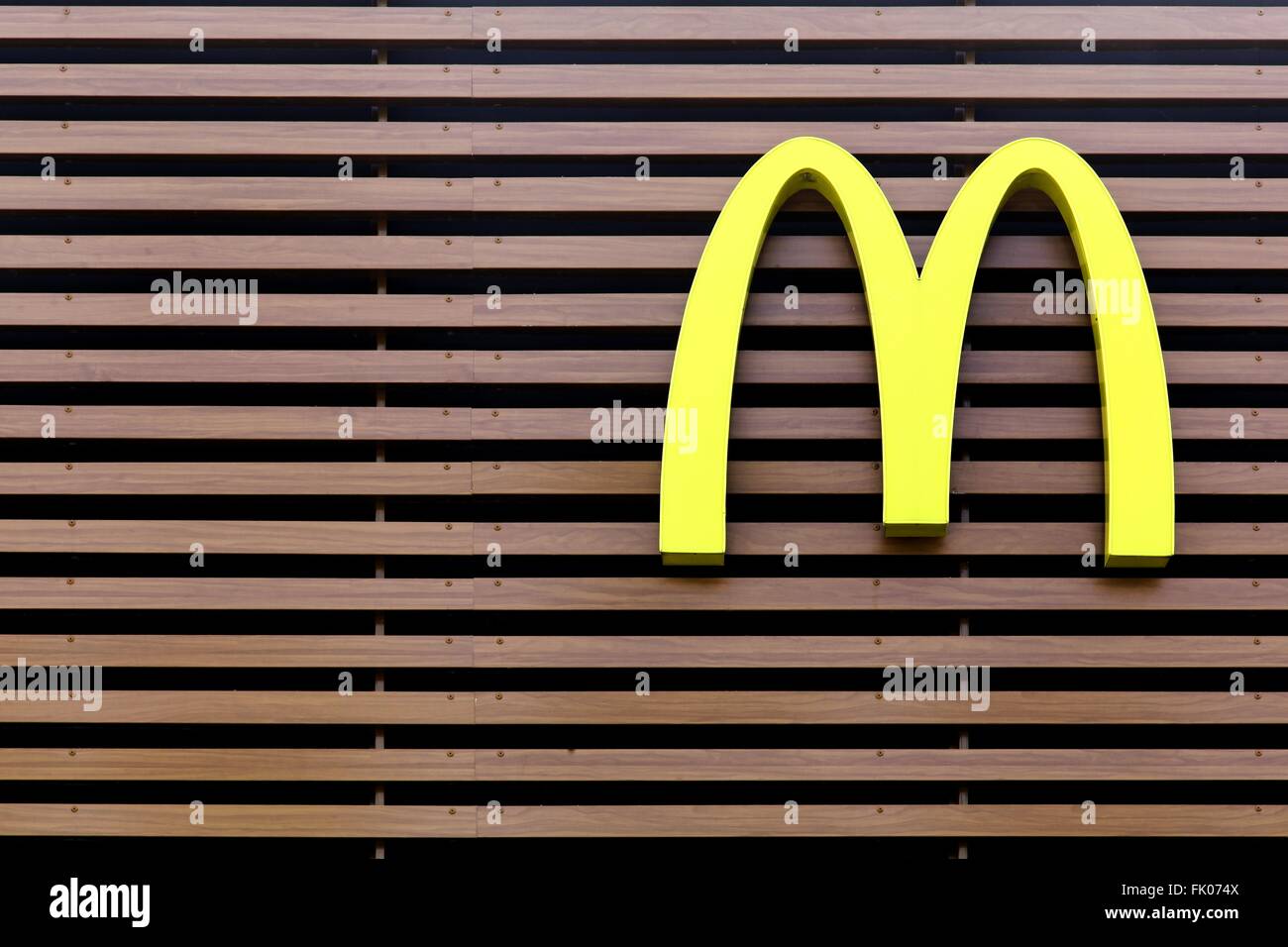 McDonald's logo on a wall Stock Photo