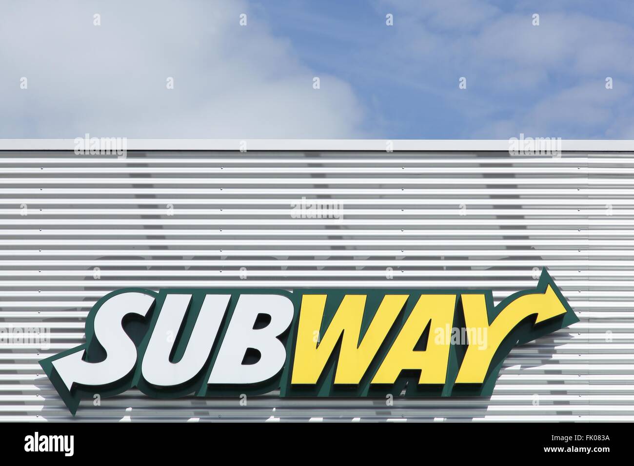 Subway logo on a facade Stock Photo