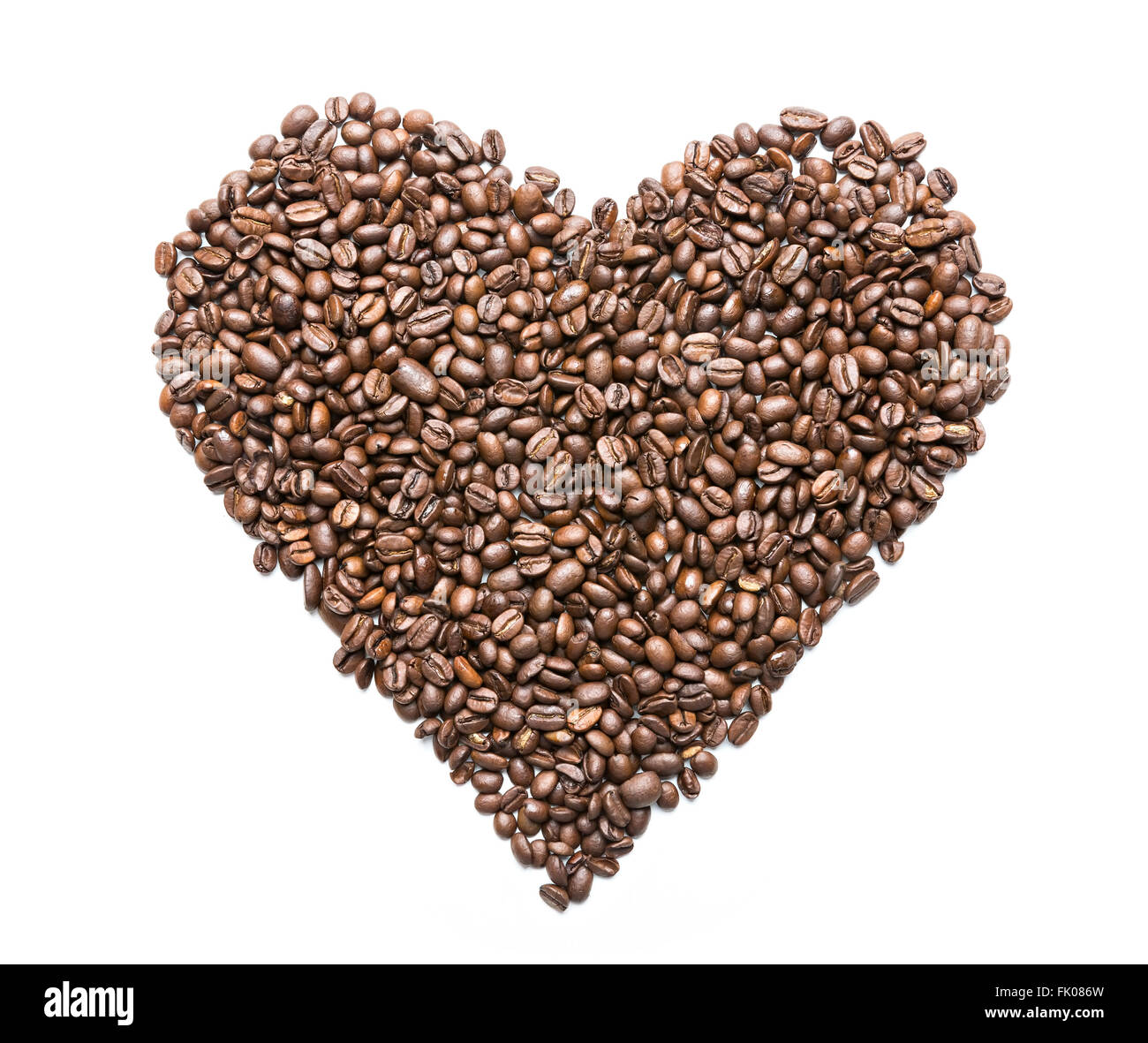 coffee beans isolated on white background, heart shape Stock Photo