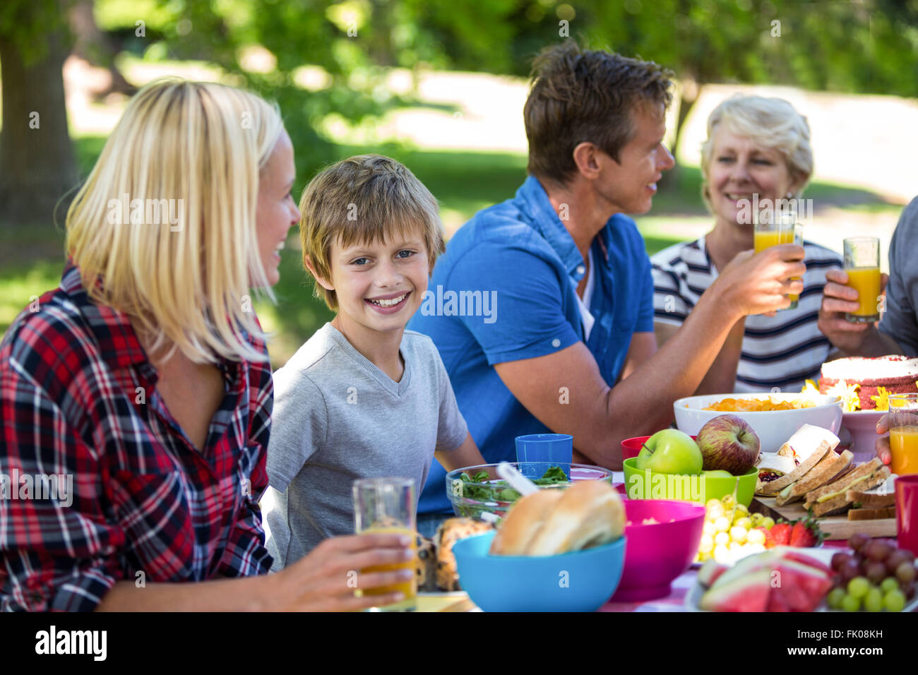 Family having a picnic Stock Photo - Alamy