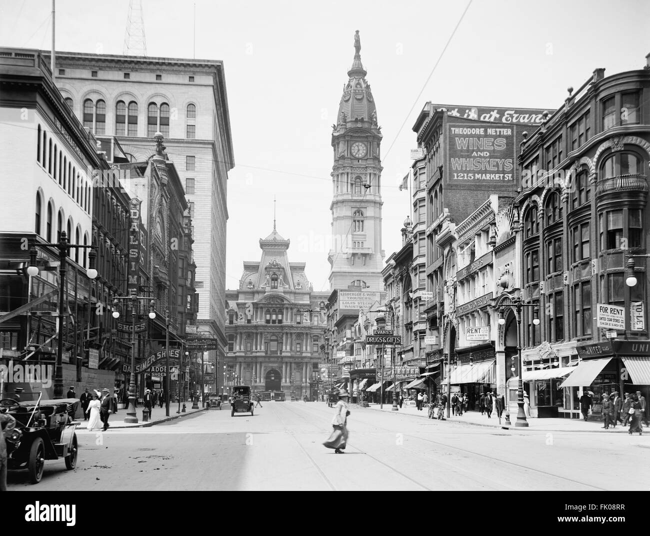 Market Street, West from 12th, Philadelphia, Pennsylvania, USA, circa 1915 Stock Photo