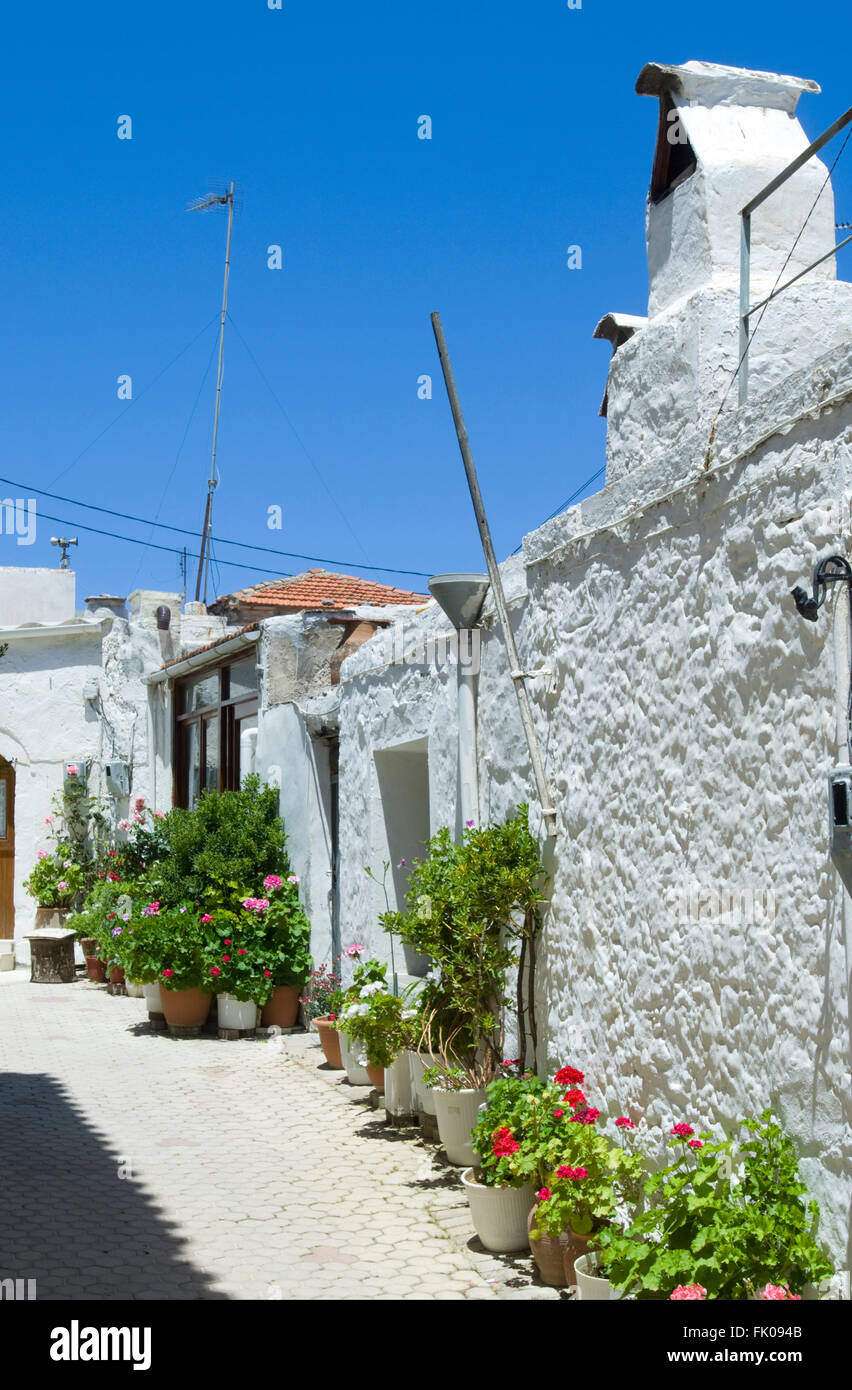 Griechenland, Kreta, Myrtia, eine schöne Dorfgasse Stock Photo