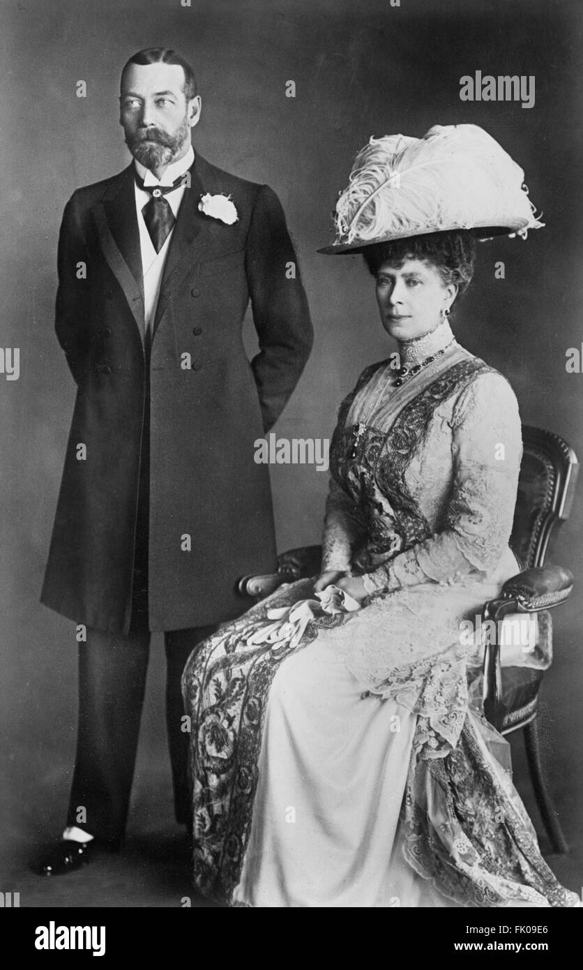 George V (1865-1936), King of United Kingdom and British Dominions, Mary of Teck (1867-1953), Queen of United Kingdom and British Dominions, Portrait, Harris & Ewing, 1914s Stock Photo