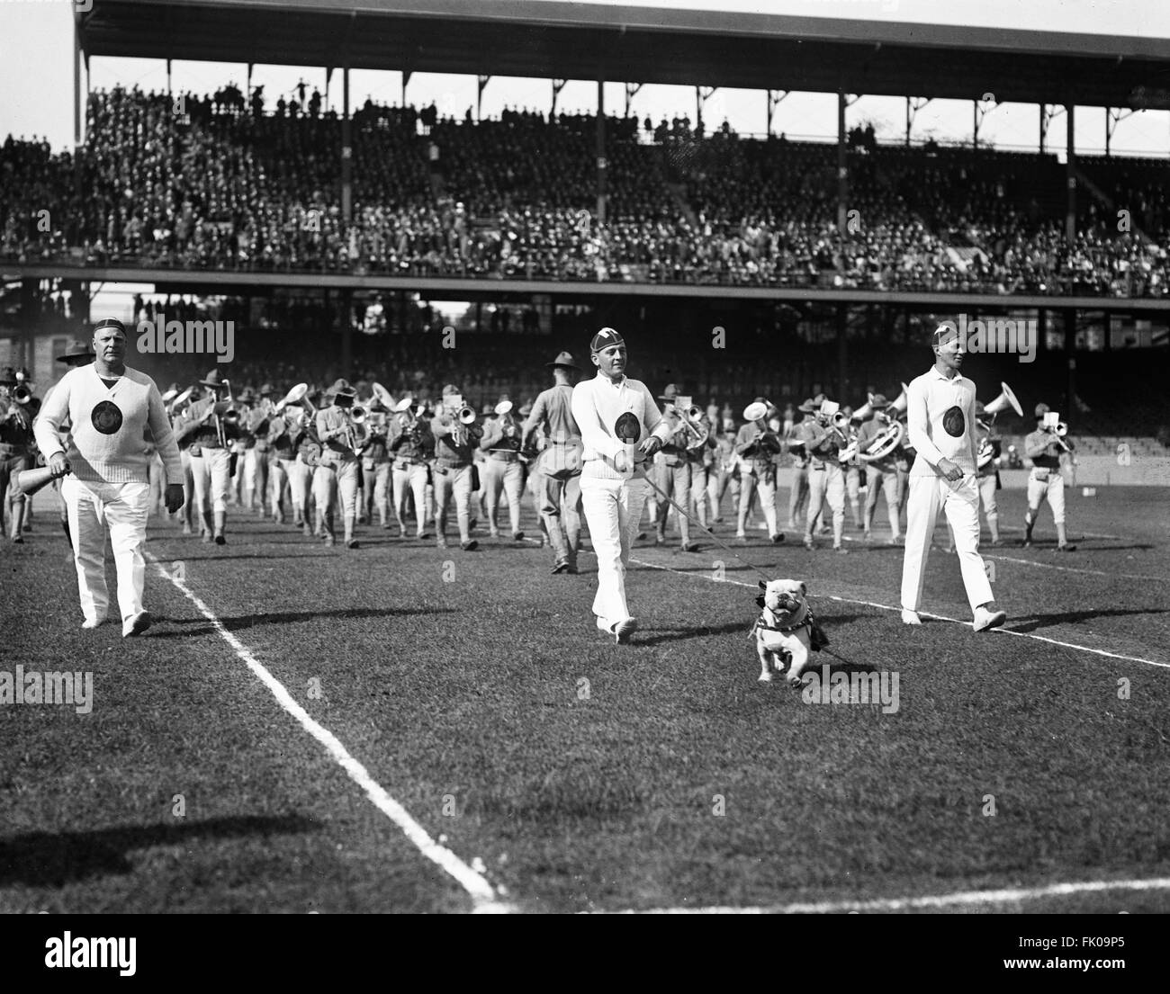 Marching Band During Georgetown University Football Game, Washington DC, USA, circa 1923 Stock Photo