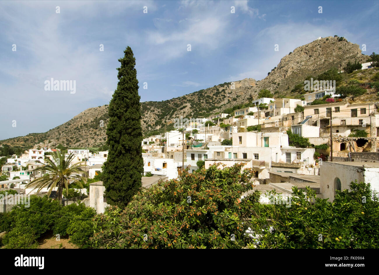 Griechenland, Kreta, Makrigialos, das schöne Bergdorf Pefki Stock Photo