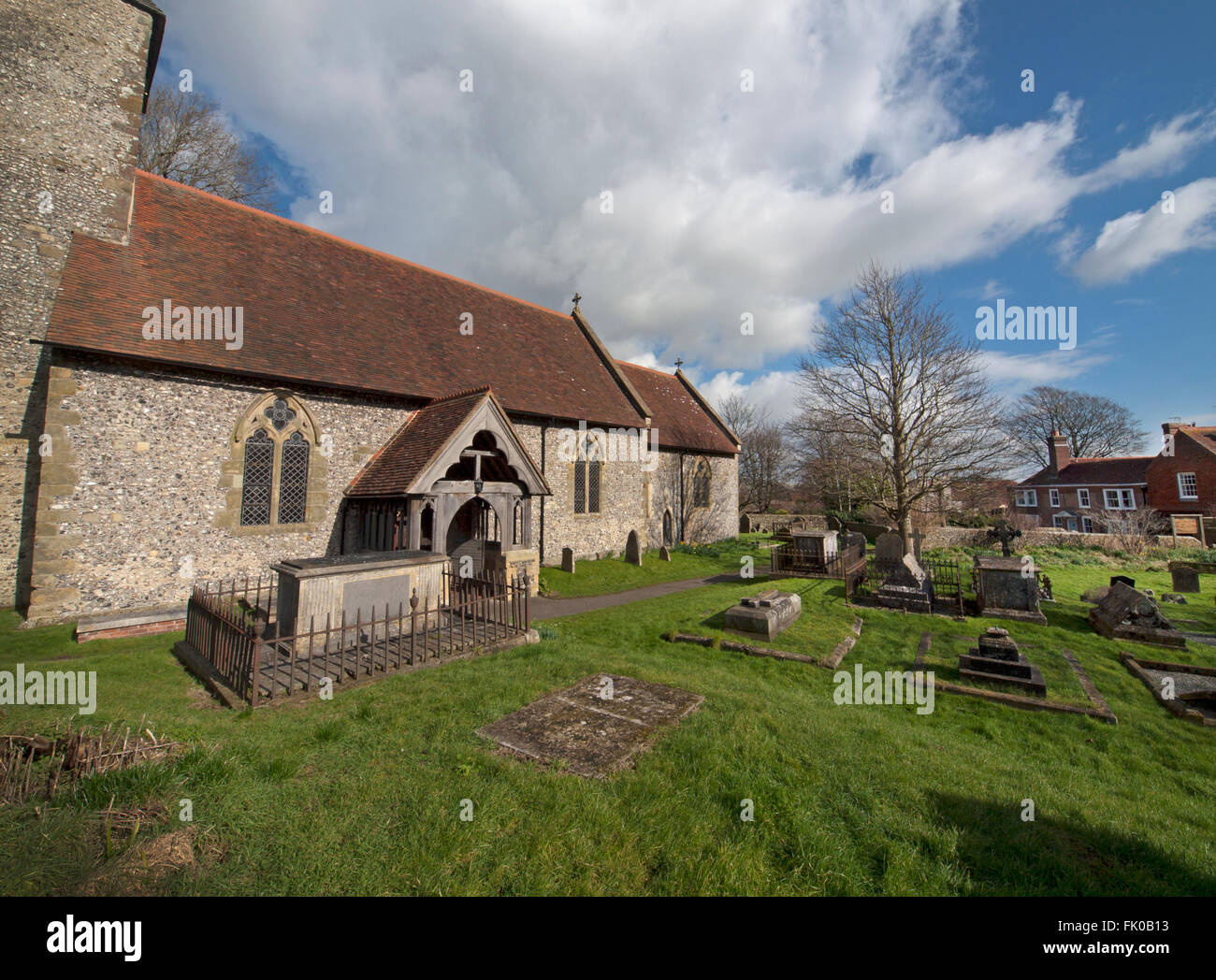 St Pancras Church and graveyard in Kingston, East Sussex, England Stock