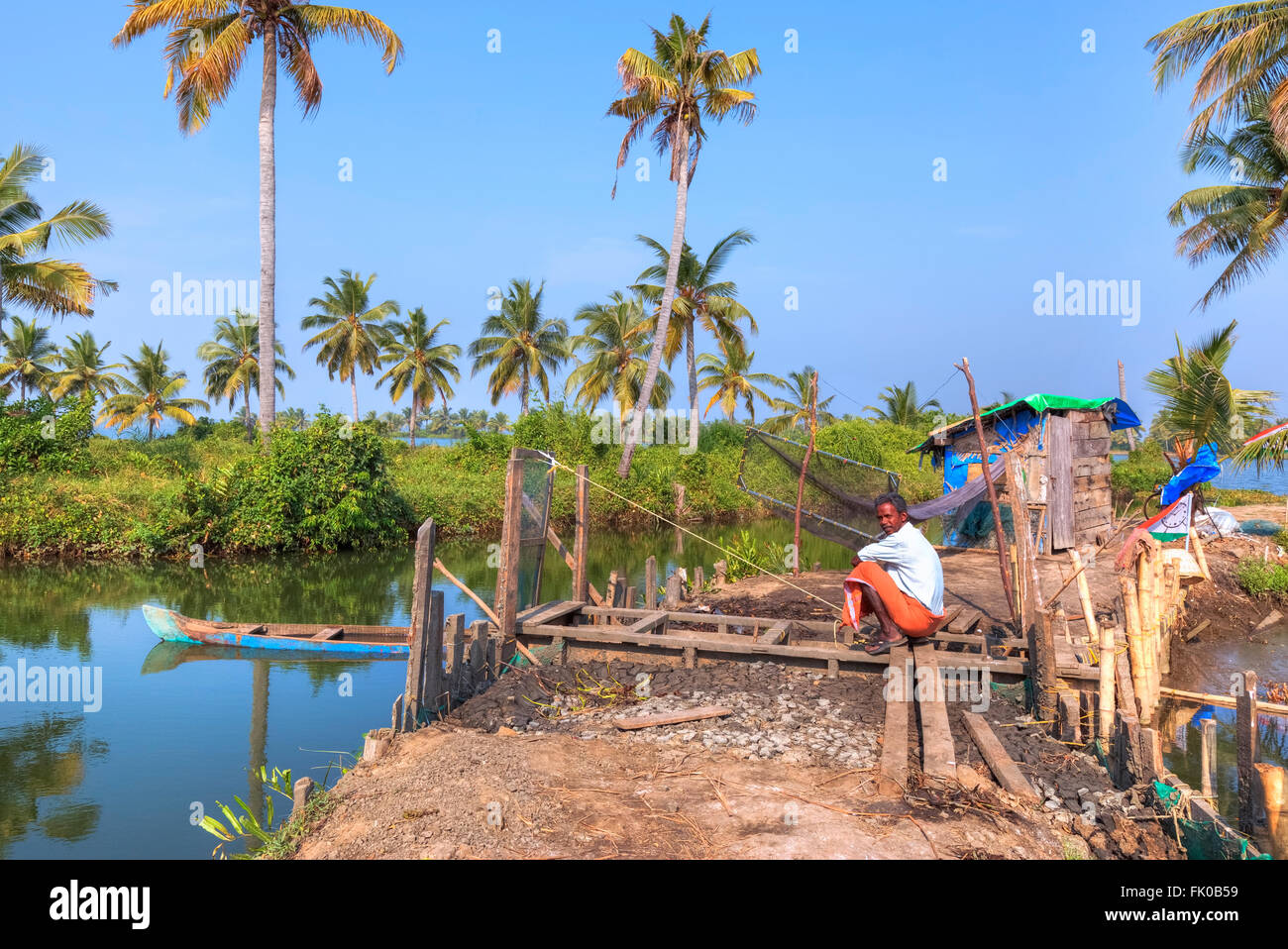 fisherman in Kochi, Kerala, India, Asia Stock Photo